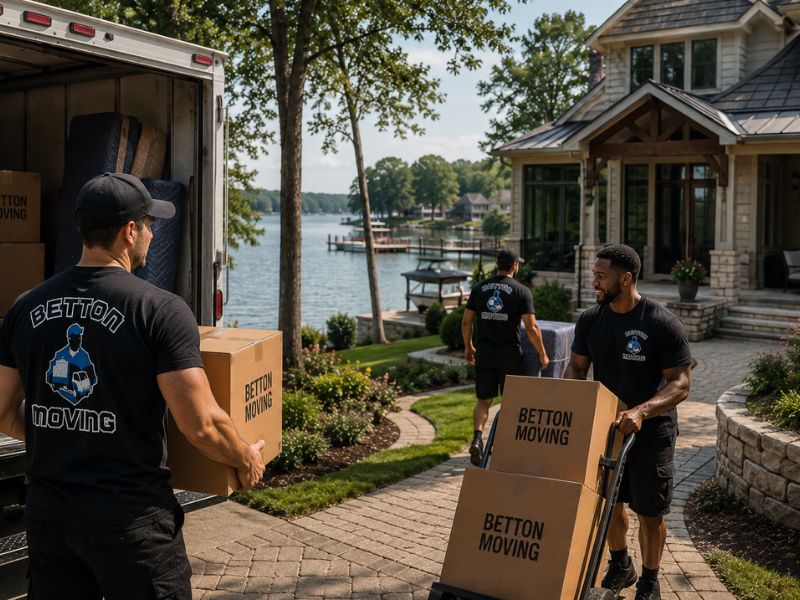 Movers loading a truck for a Conroe, Texas move.
