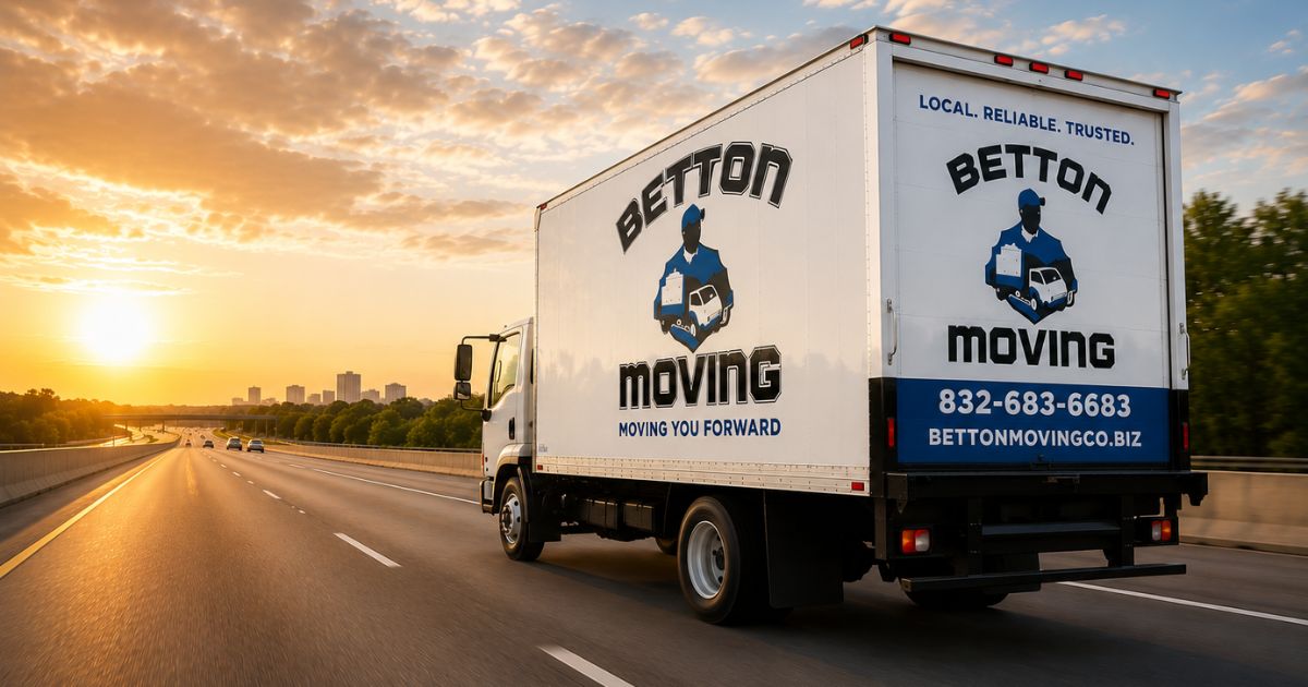 Moving truck traveling from Houston to Austin, Texas
